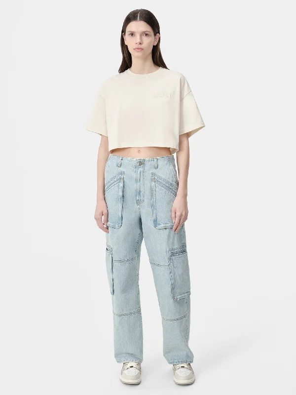 WOMEN - WOMEN'S AMIRI EMBROIDERED CROPPED TEE - Alabaster