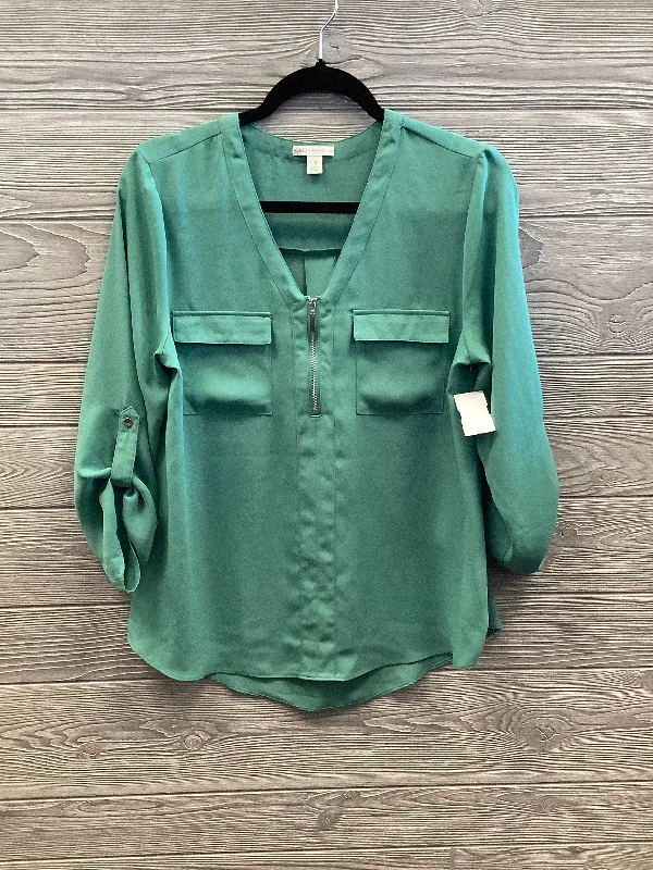 Blouse 3/4 Sleeve By Cato In Green, Size: M