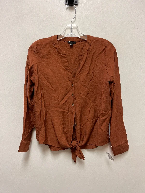 Blouse Long Sleeve By Ann Taylor In Orange, Size: Xs