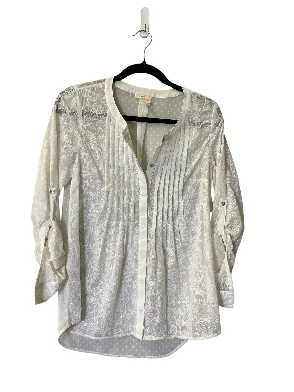 Blouse Long Sleeve By Meadow Rue In White, Size: Xs