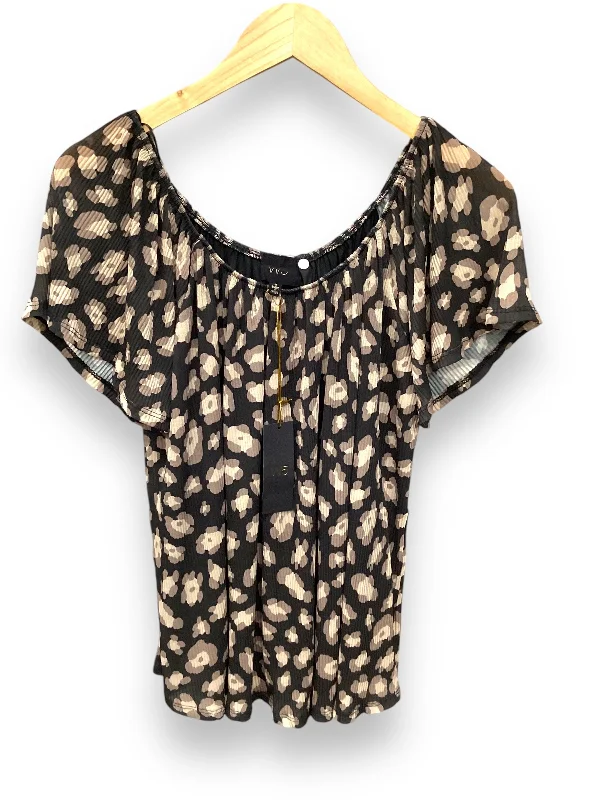 Blouse Short Sleeve By W5 In Black & Brown, Size: M