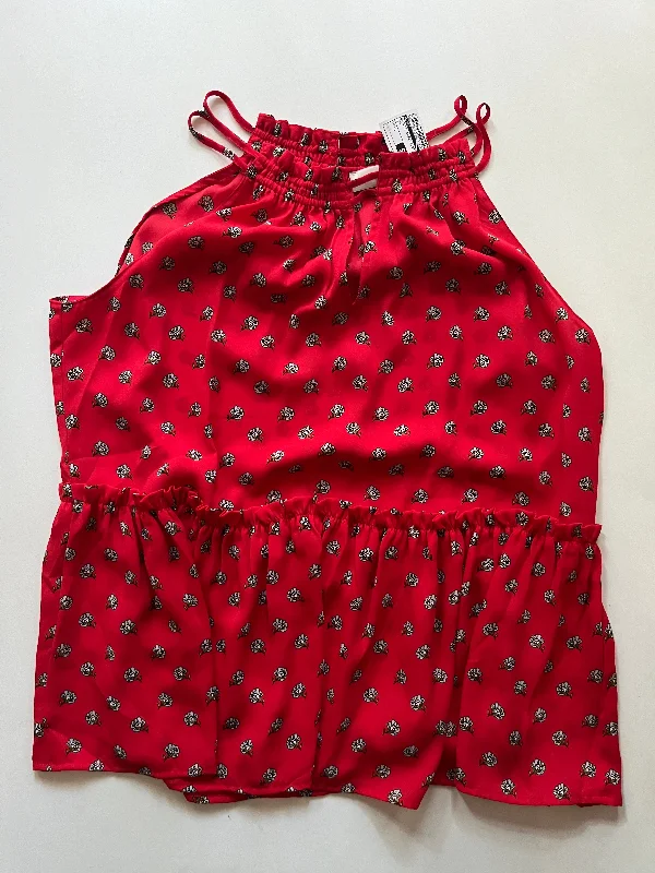 Blouse Sleeveless By Loft In Red, Size: S