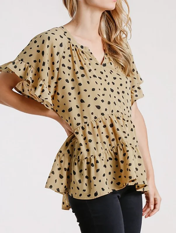 Spotted the One Babydoll Blouse in Mustard