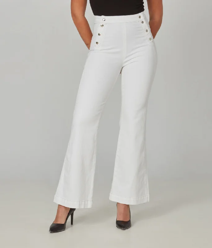 Stevie-WHT High Rise Flare Jeans