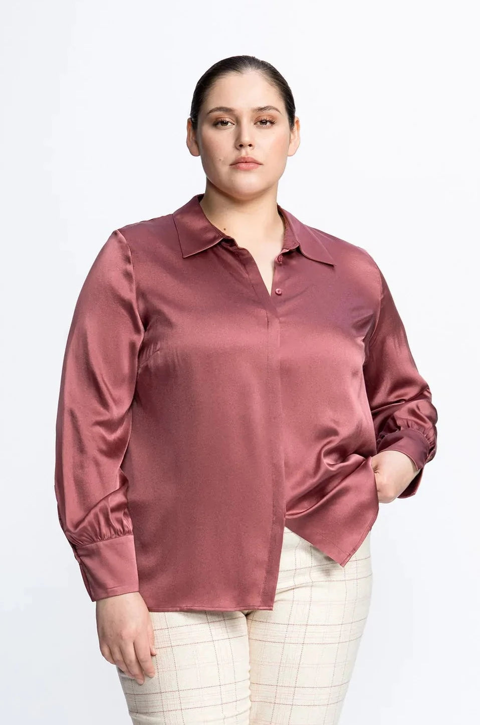 Seidenbluse in oliv