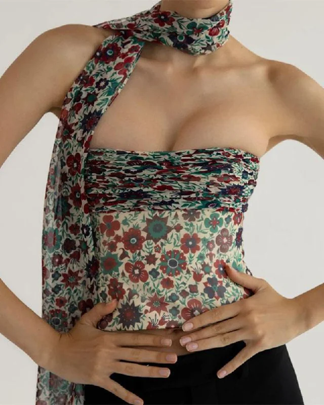 Valeria Retro Flora Tube Top