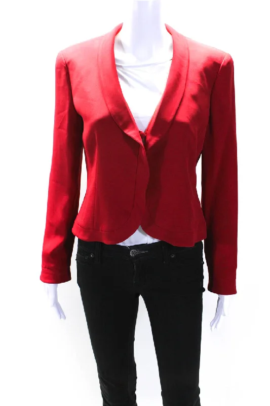 Armani Collezioni Womens Lined Shawl Collar Button Down Jacket Red