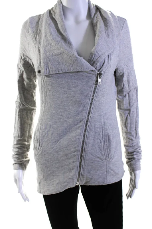 Helmut Lang Womens Long Sleeve Front Zip Mock Neck Light Jacket Gray