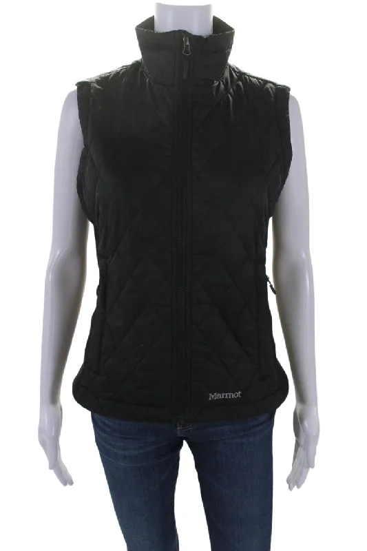 Marmot Womems Quilted Full Zipper Sleeveless Vest Jacket Black