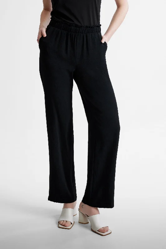 Pantalon taille élastique jambe large - Femme