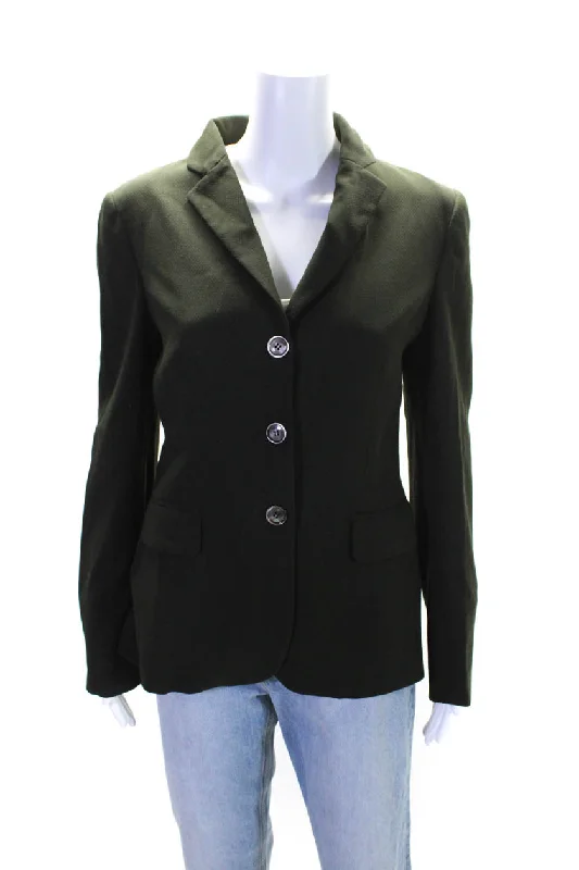 Philosophy di Alberta Ferretti Womens Button Down Suit Jacket Green Wool