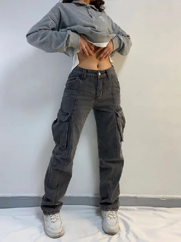 Amy Fashion - Straight High Waist Vintage Cargo Trousers