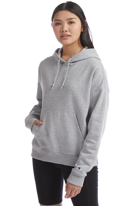 Champion Womens PowerBlend Relaxed Hooded Sweatshirt Hoodie - Light Steel Grey