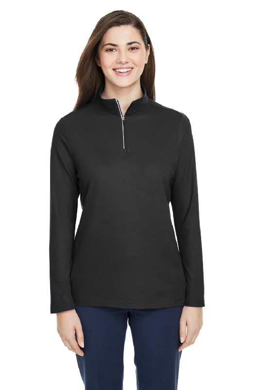 Core 365 Womens Fusion ChromaSoft Performance Moisture Wicking Pique 1/4 Zip Sweatshirt - Black