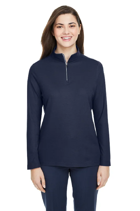 Core 365 Womens Fusion ChromaSoft Performance Moisture Wicking Pique 1/4 Zip Sweatshirt - Classic Navy Blue