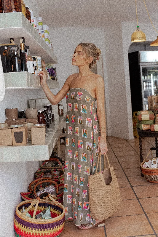 Aoife Maxi Dress - Olive Print