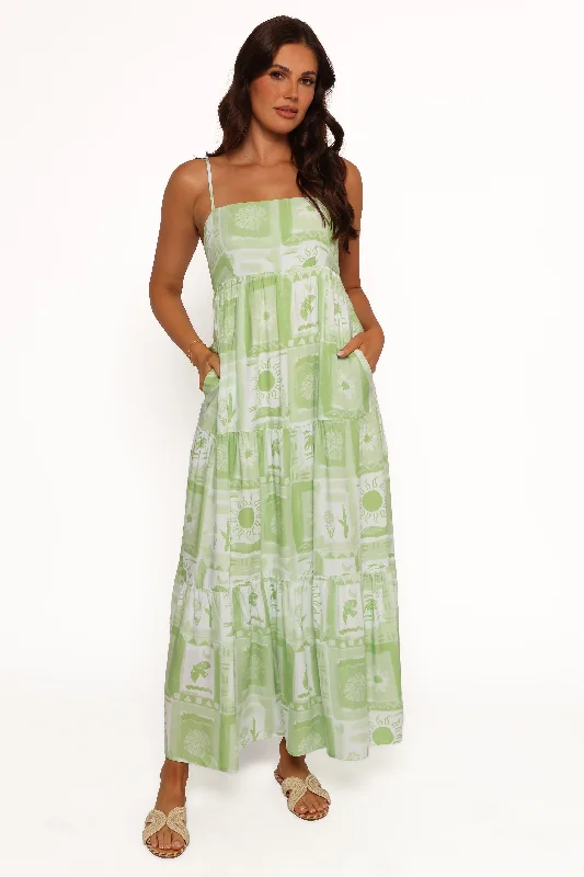 Eudora Maxi Dress - Green Print