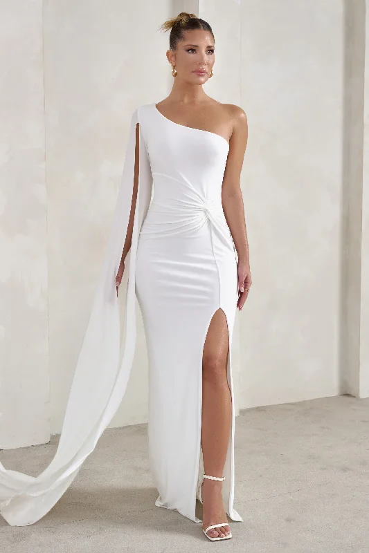 Romi | White One Shoulder Twist Design Maxi Dress