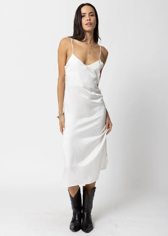 THE CUPRO SILKY SLIP MIDI DRESS