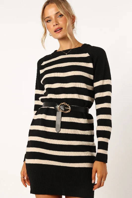 Willa Long Sleeve Mini Dress - Black White