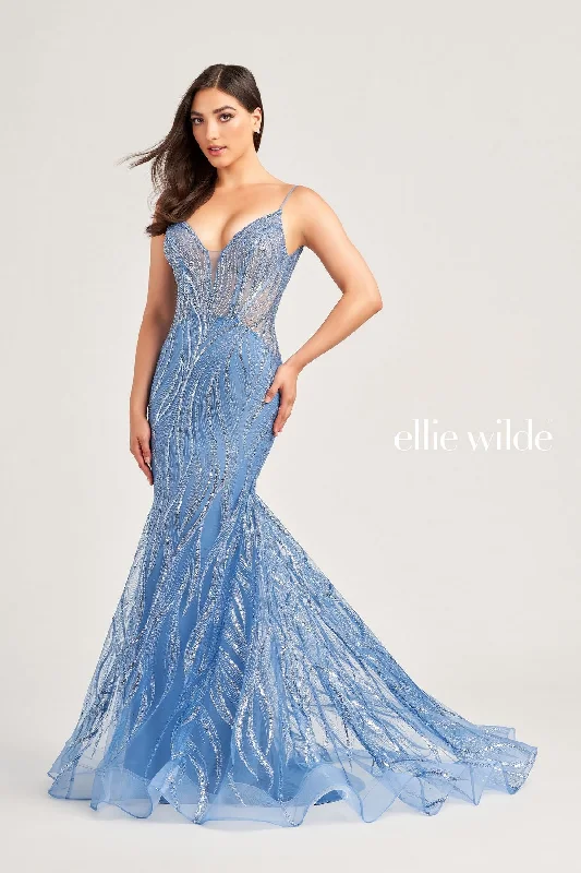 Ellie Wilde EW35098 Long Formal Fitted Evening Prom Dress