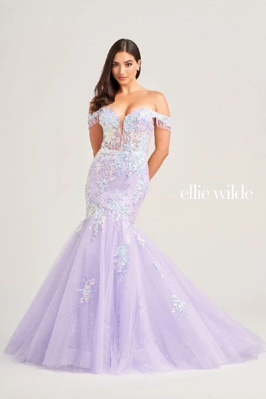 Ellie Wilde EW35219 Long Mermaid Glitter Evening Prom Gown