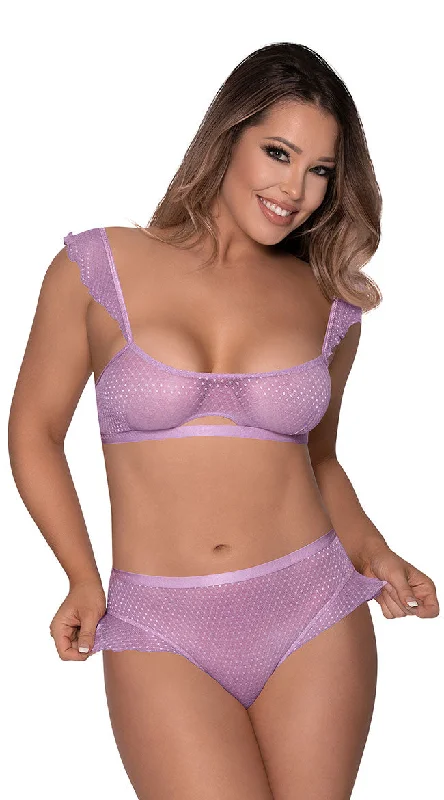 Fluttered Mesh Bralette Set