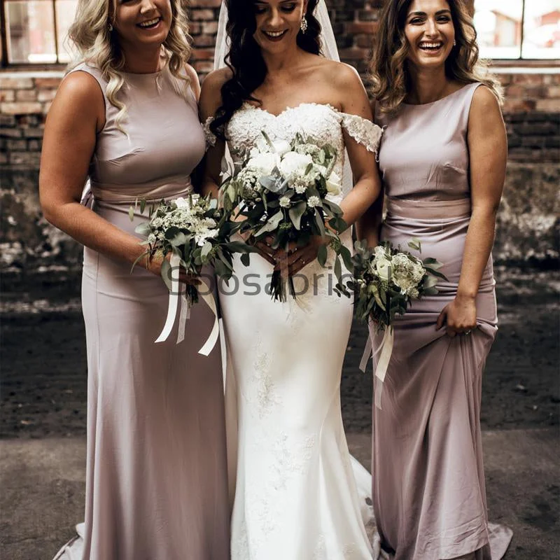 Mermaid Elegant Simple Unique Country Long Bridesmaid Dresses  WG632